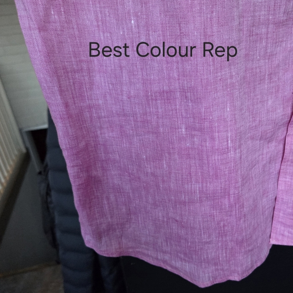 NWT Linen Patrick Assaraf Mauvey Pink Short Sleeve Shirt Harry Rosen M - Picture 2 of 12